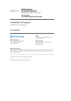 Probability for linguists - Math&eacute;matiques et sciences humaines