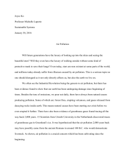 Joyce Ko Professor Michelle Laporte Sustainable Systems January