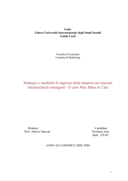 Strategie e modalit&agrave; di ingresso delle imprese nei mercati