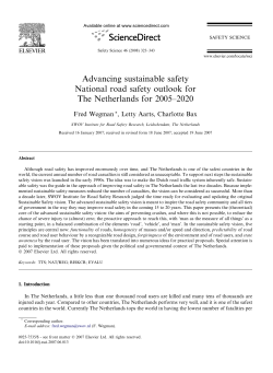 Advancing sustainable safety National road safety outlook for The