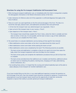 Directions for using the Pre-transport Stabilization Self