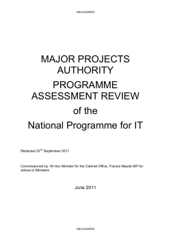 Major Project Authority: Programme Assessment