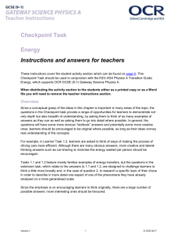 OCR GCSE (9-1) Gateway Science Physics A Checkpoint Task
