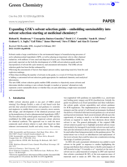 GSK Green Chemistry Solvent Selection Guide
