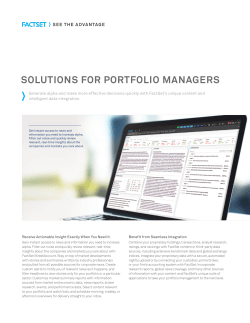 Solutions for Portfolio Managers
