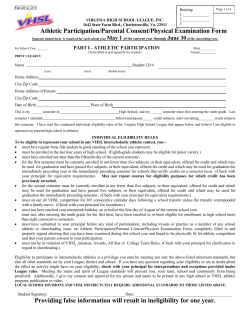 Sports Physical Form - UVA Children`s Hospital