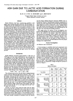 ash gain due to lactic acid formation during carbonatation