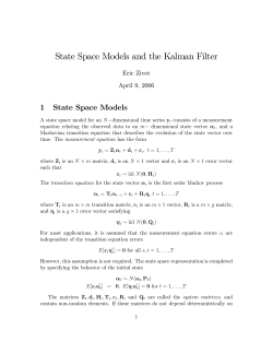 Lecture notes on state space models and the Kalman filter