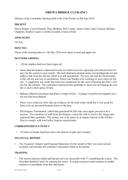 June 2016 - Orewa Bridge Club