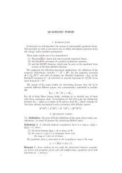 QUADRATIC FORMS 1. Introduction In this part we will introduce the