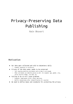 Privacy-Preserving Data Publishing