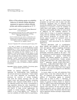 Effect of flocculating agents on solubility behavior of calcium
