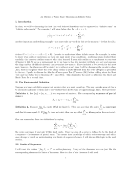 An Outline of Some Basic Theorems on Infinite Series I