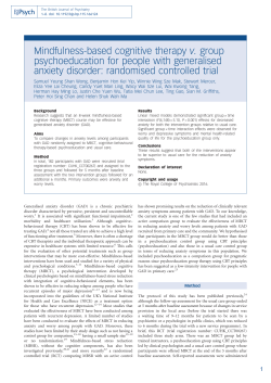 Mindfulness-based cognitive therapy v. group psychoeducation for