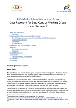Cost Recovery for Data Centres Working Group Case Statement