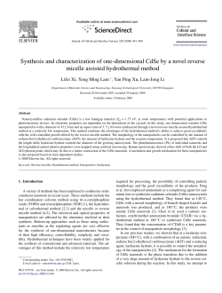 Synthesis and characterization of one-dimensional CdSe