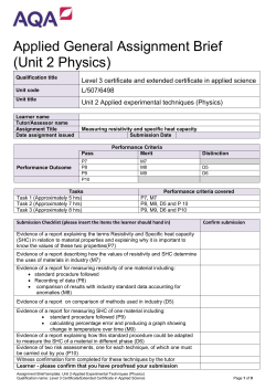 Unit 2 - Applied experimental techniques (Physics)