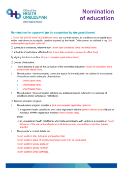 Education&mdash;Nomination of education form