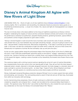 Disney`s Animal Kingdom All Aglow with New Rivers of Light Show