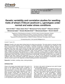 Genetic variability and correlation studies for seedling traits of wheat