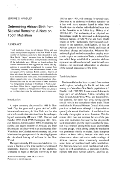 Determining African Birth from Skeletal Remains: A Note on Tooth