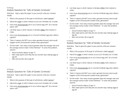 IHS Biology Analysis Questions for &ldquo;Cells of Genetic Continuity