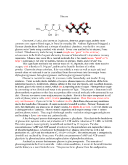 Glucose Glucose (C6H12O6), also known as D