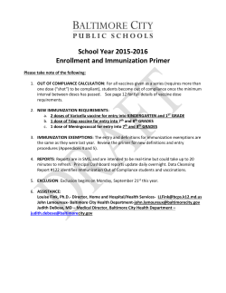 School Year 2007-2008 Immunization Primer