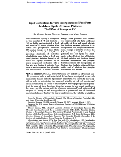 Lipid Content and In Vitro Incorporation of Free Fatty Acids Into