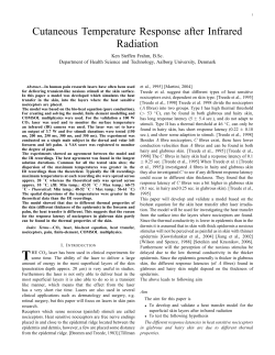 Cutaneous Temperature Response after Infrared Radiation