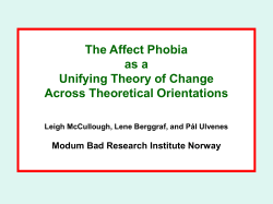 (Cognitive Therapy) TREATMENT ACTIVATION APPROACH