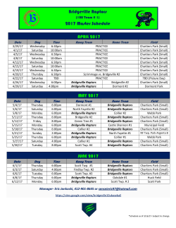 APRIL 2017 MAY 2017 JUNE 2017 Bridgeville Raptors 2017 Master