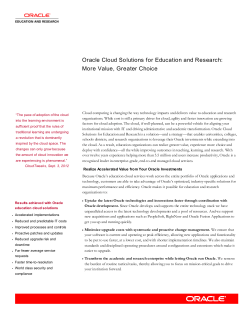 Oracle Cloud Solutions for Education and Research