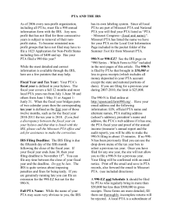 PTA AND THE IRS As of 2006 every non