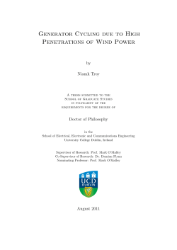 Generator Cycling due to High Penetrations of Wind Power