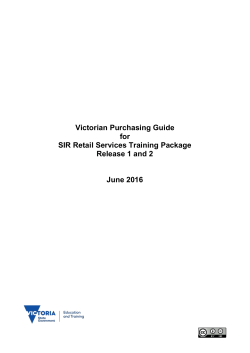 Victorian Purchasing Guide for SIR Retail Services