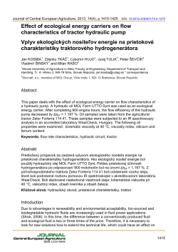 Effect of ecological energy carriers on flow characteristics of tractor