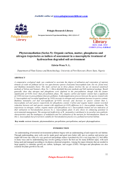 Phytoremediation (Series 5): Organic carbon, matter