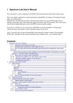 1 Spectrum Lab User`s Manual Contents