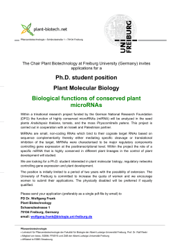 Ph.D. student position Plant Molecular Biology Biological functions