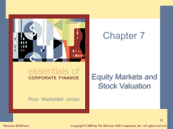 Equity Markets and Stock Valuation