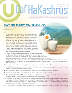 eating dairy on shavuos
