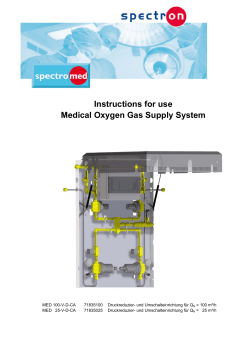 Instructions for use Medical Oxygen Gas Supply System