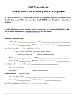 2017 Western Region Knothole Home Game Scheduling Request