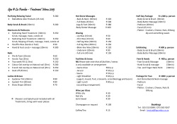 Spa @ La Pumba &ndash; Treatment Menu 2015