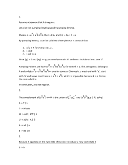 1. Assume otherwise that A is regular. Let p be the pumping length