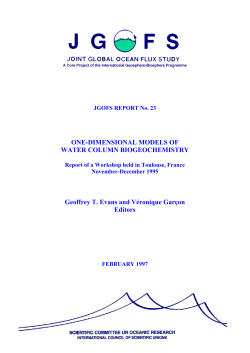 One dimensional models of water column biogeochemistry