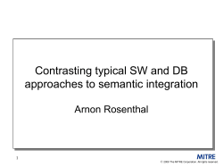 Contrasting typical SW and DB approaches to semantic integration