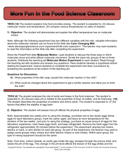 TEKS (14) The student explains how food provides energy. The