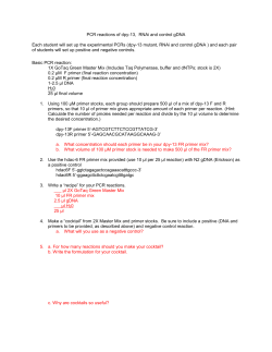 Basic PCR reaction, DNA FastDigest and agarose gels